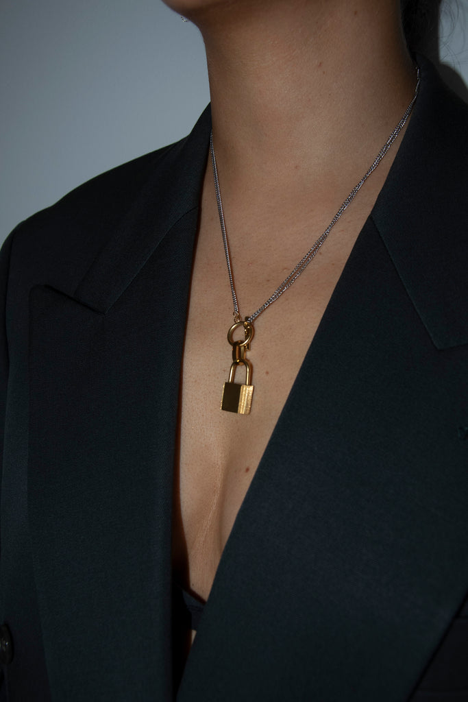 Initial Lock Gold Necklace Gold | Warner Music Official Store